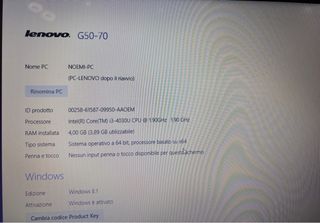 Lenovo G50-70 mod. 20351 - buone condizioni