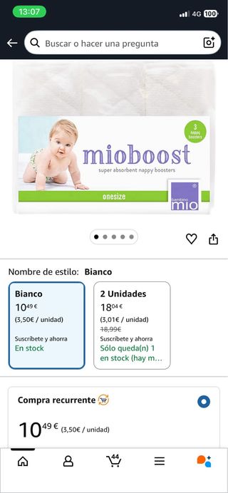 Set 6 pañales reutilizables + absorbentes