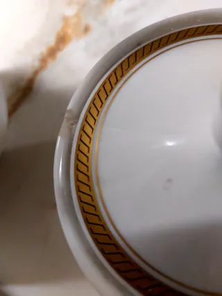 Juego de café porcelana blanco y oro