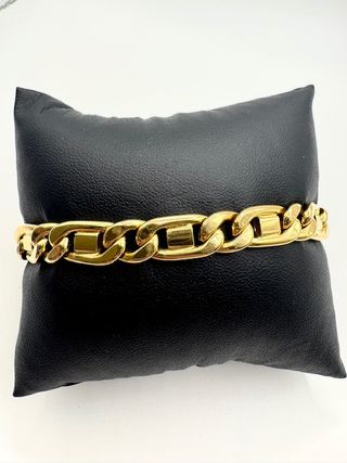 PULSERA FIGARO 1X1 CON BARRA ORO DE 18K