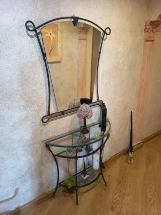 Conjunto recibidor cristal y metal