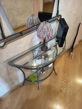 Conjunto recibidor cristal y metal