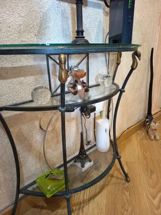 Conjunto recibidor cristal y metal