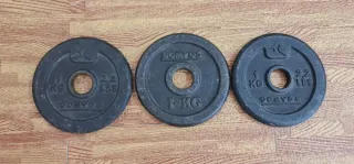 Lote de barras y discos de pesas