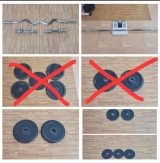 Lote de barras y discos de pesas