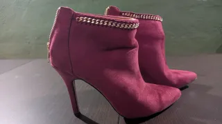 Botines tacón alto terciopelo granate