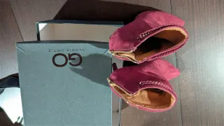 Botines tacón alto terciopelo granate