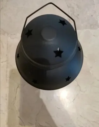 Farolillo Portavelas Negro Estrellas