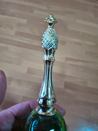 Avon Vintage Campana Cristal Verde Dorado