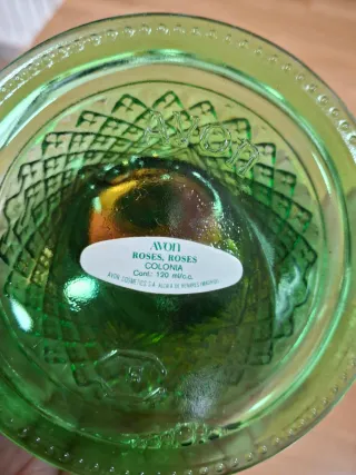 Avon Vintage Campana Cristal Verde Dorado