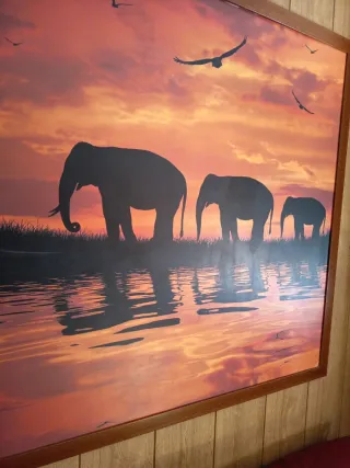 Cuadro Lienzo Elefantes Atardecer