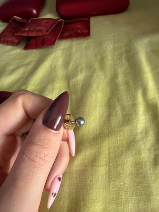 Pendientes Majorica Perlas Grises y Dorados