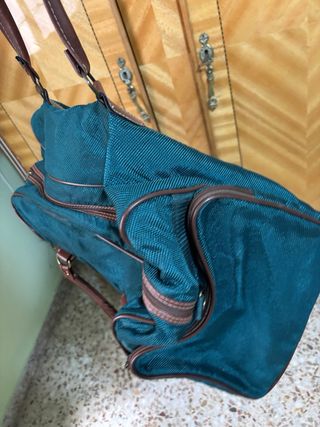 Bolsa vintage verde marron 60cm