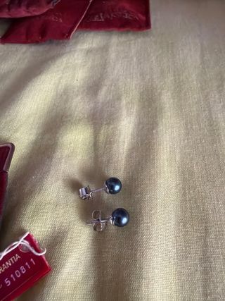 Pendientes Majorica Perlas Negras y Plata