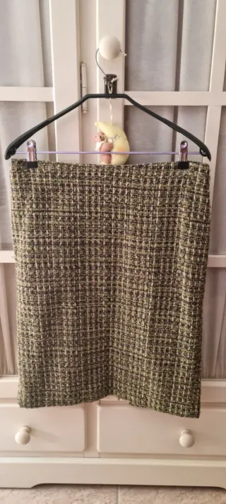 Chaqueta Zara Tweed Verde y Marrón