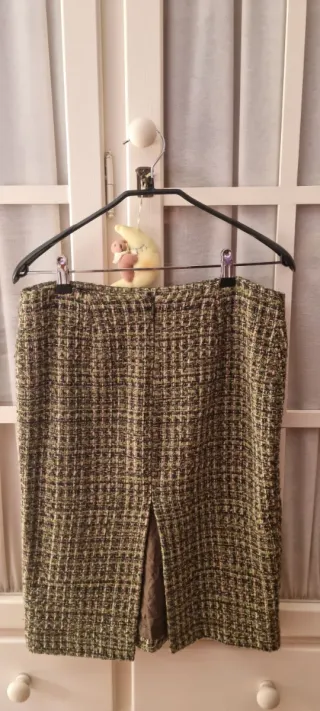 Chaqueta Zara Tweed Verde y Marrón