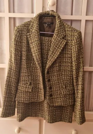 Chaqueta Zara Tweed Verde y Marrón