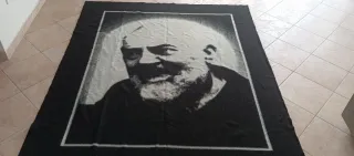 Plaid artigianale con ritratto Padre Pio