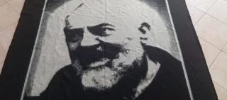 Plaid artigianale con ritratto Padre Pio