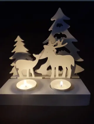 Portavelas Invierno Ciervo y Pino