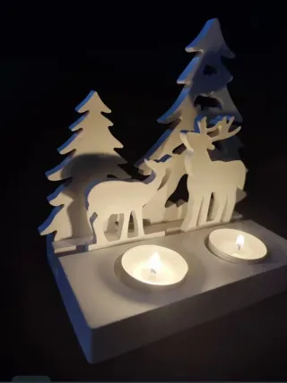 Portavelas Invierno Ciervo y Pino