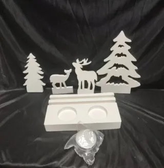 Portavelas Invierno Ciervo y Pino