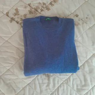 Maglione Benetton Uomo Lana Blu Taglia XL