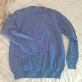 Maglione Benetton Uomo Lana Blu Taglia XL