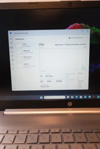 Ordenador Portátil HP Ryzen 7 5700U 16Gb 512Gb SSD
