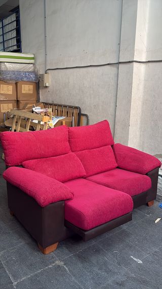 Sofá 2 plazas rosa y marrón