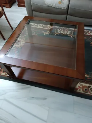 Mesa baja de centro (madera y cristal)