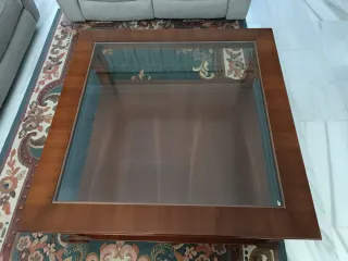 Mesa baja de centro (madera y cristal)