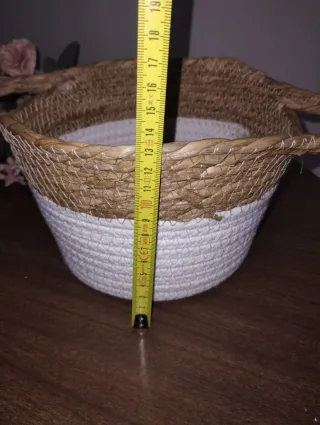 Cesto Multiuso Juta e Palha Branco e Castanho