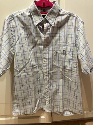 Camisa de cuadros lila y verde