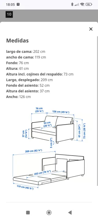 Sofá Cama Gris 2 Plazas