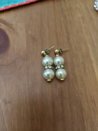 Pendientes bisutería perlas y strass