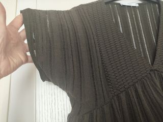 Blusa Romántica Mango Talla M Verde Oliva