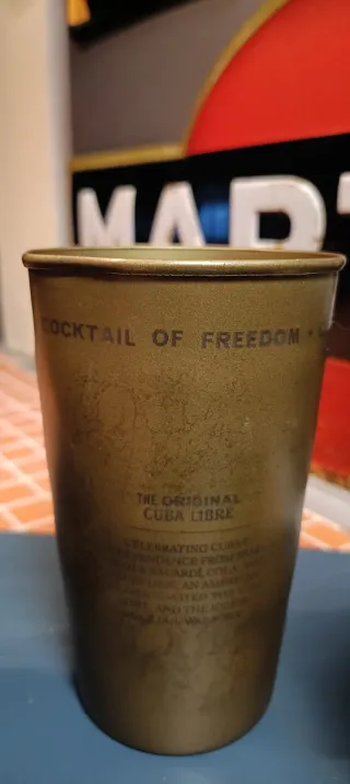 4 Vasos Metálicos Bacardi estilo latón envejecido