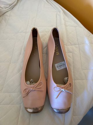 Manoletinas Dchicas rosa y dorado