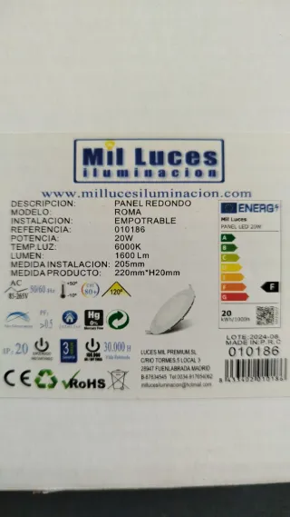 Luz LED Panel Redondo 15-20W
