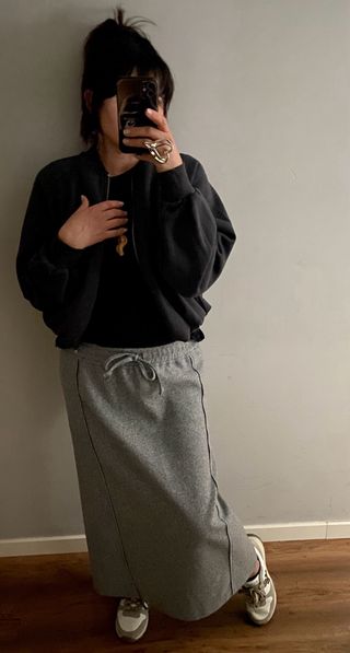 Falda Zara Gris Larga