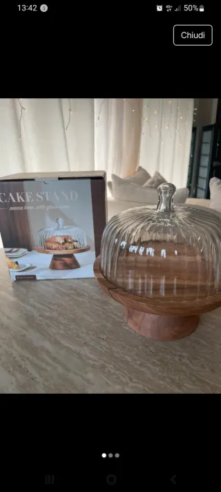 Alzata torta legno e vetro