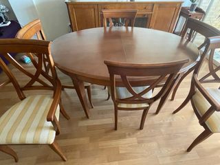 Mesa extensible madera cerezo + 6 sillas