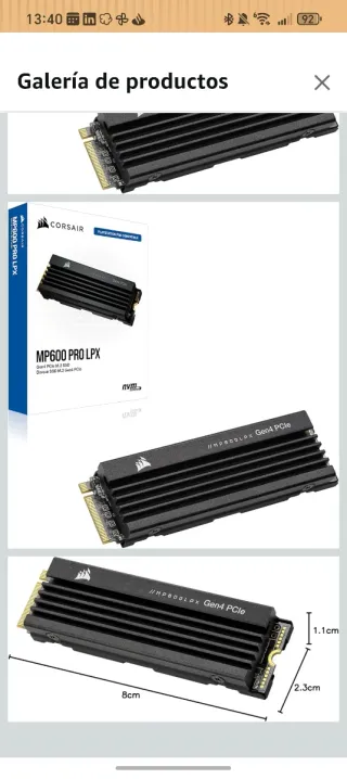 SSD Corsair MP600 PRO LPX 1TB Gen4 NVMe