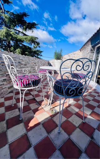 Mesa y 4 sillas hierro forjado