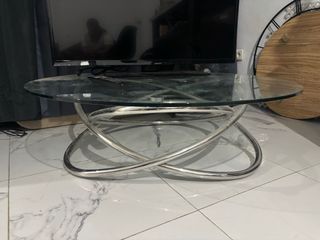 Mesa de centro cristal y metal