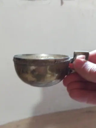 Chocolatera antigua latón 100 años hecha a mano