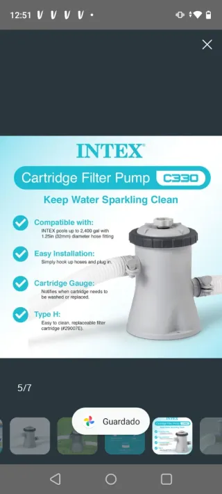 Pompa filtro cartuccia Intex Krystal Clear C330 per piscine fuori terra