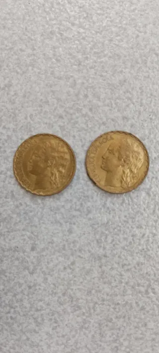 2 Monedas 1 Peseta 1937 República