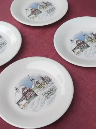 Set 4 Piatti Piani Ceramica Decorati